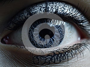 Closeup of Gray Eye with Circles - AI Generated