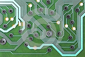 Closeup of a green circuit board