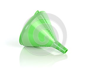 Closeup of green funnel on a white background