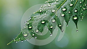 Closeup of a green leaf with a blury background