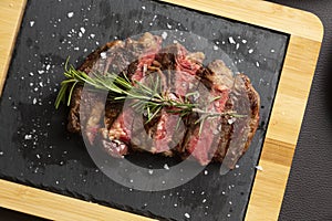 Grilled Argentine beef chorizo bife top view photo