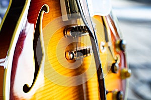 Closeup of guitar on concert