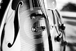 Closeup of guitar on concert