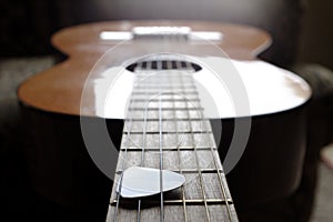 Closeup of Guitar Strings for Music