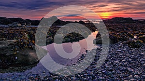 Closeup of Gurgling Water over Cobblestone in a River.