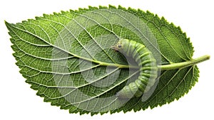 Closeup of a Hackberry Leaf with a Eudemis Porphyrana Leafroller Moth Caterpillar A Study in PlantInsect Interactions