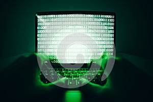 Closeup of hacker is using the laptop computer to coding virus or malware for hacking internet server, Cyber attack, System