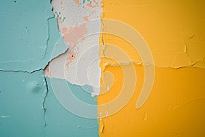 closeup of halfpainted wall creating contrast between colors