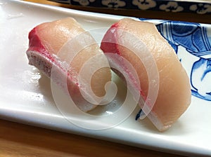 Closeup of hamachi buri sushi