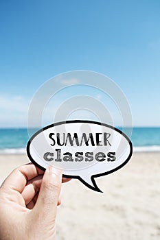 Text summer classes, on the beach photo