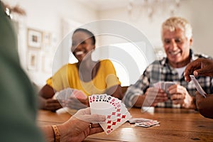 Closeup of hand holding playing cards
