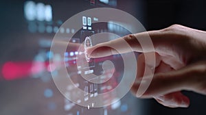 A closeup of a hand interacting with a touchscreen interface adjusting production schedules with simple draganddrop