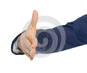 Closeup on hand stretching for handshake