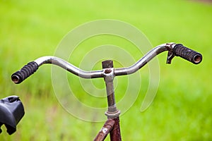 Closeup handlebar of old bicycle