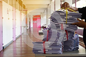 Stack of used paper to recycle