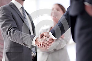 Closeup of handshake of business partners