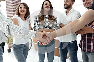 Closeup of handshake business people