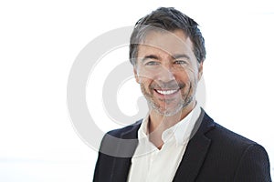 Closeup Of A Handsome man Isolated On white. Smiling