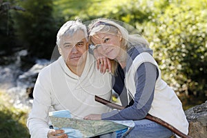 Closeup of happy senior couple outdoors