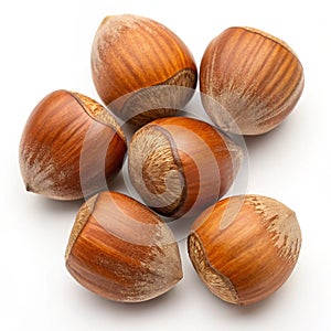Closeup of Hazelnuts on transparent background