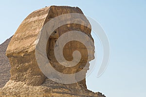 A Closeup of the Head of the Sphinx on a Hot Spring Day in Gizeh