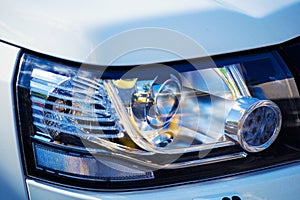 Closeup headlights of car