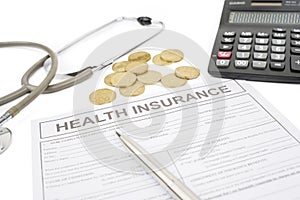 Closeup of health insurance claim form