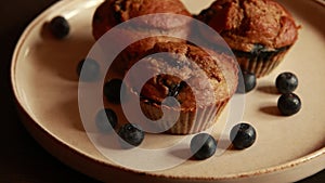 CloseUp: Healthy Vegan Banana Blueberry Muffins