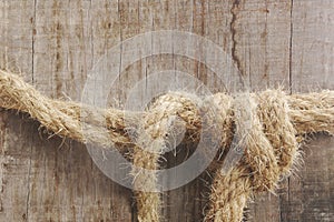 Closeup of Hemp Rope Fastened on Wood Column