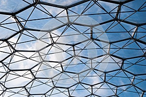Closeup of hexagonal structure, Eden Project, Cornwall, UK.