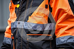 Closeup of highvisibility safety workwear