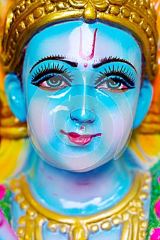 Closeup of Hindu god Krishna