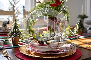 Closeup of holiday table setting
