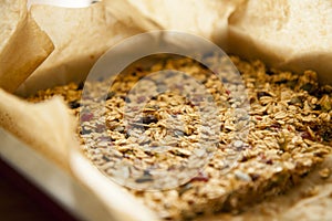 Closeup of a homemade pile of muesli