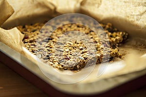 Closeup of a homemade pile of muesli