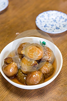 Closeup homemade sweeten preserved fig fruit