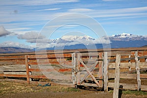 Closeup of horse paddock in patagonian fields