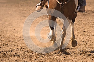 Closeup of Horse\'s Hooves Kicking Up Dirt