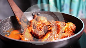 Closeup of hot and spicy buffalo chicken wings