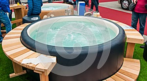 Closeup of hot tub