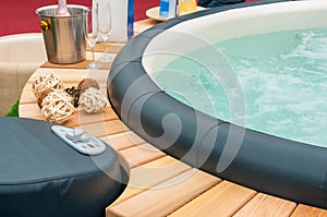 Closeup of hot tub