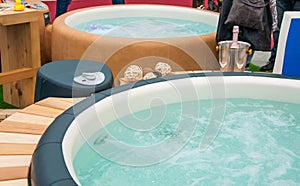 Closeup of hot tub