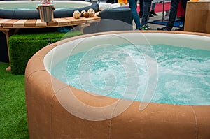 Closeup of hot tub