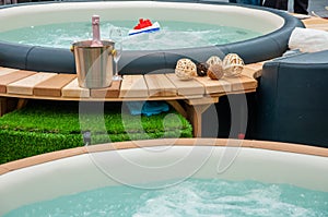 Closeup of hot tub