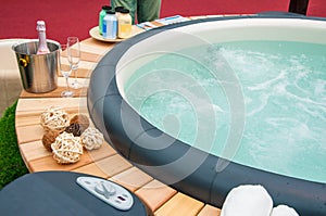 Closeup of hot tub