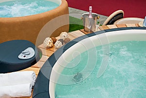 Closeup of hot tub