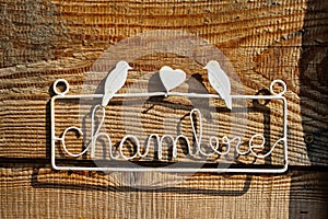 Closeup of hotel signage with french text Chambre photo