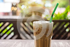 Ice coffee on the table