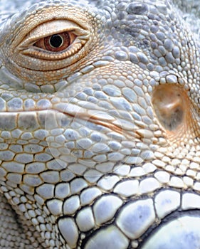 Closeup of Iguana eye and skin