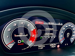 Closeup of illuminated Audi A5 car control display